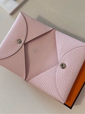 RARE Authentic HERMES Calvi Card Holder Rose Darling